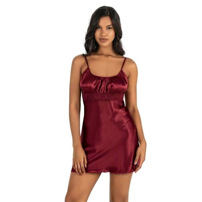 Arias Closet Bordo Kısa Saten Gecelik 8208