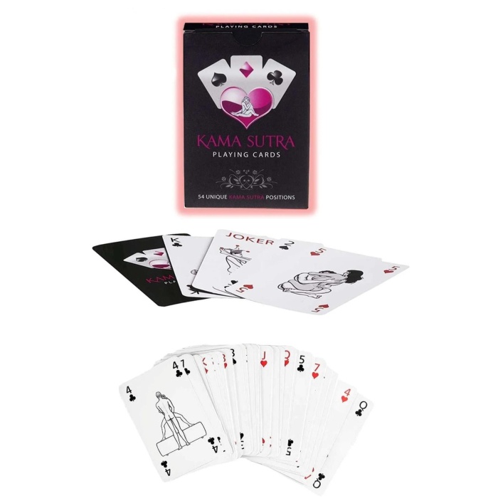Arias Closet Sexy Görselli Oyun Kartı Kama Sutra 7li Kırmızı Siyah Harness Set