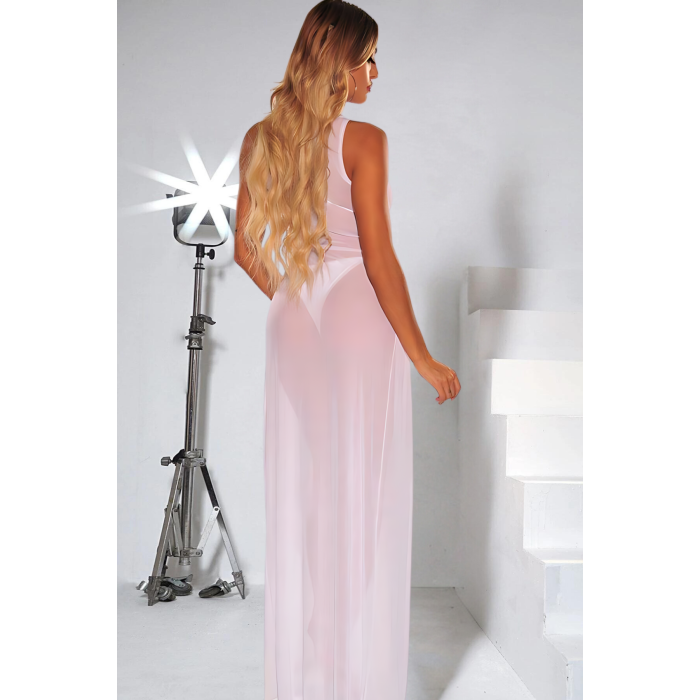 Arias Closet Beyaz Yanlardan Yırtmaçlı Uzun Fantezi Gecelik