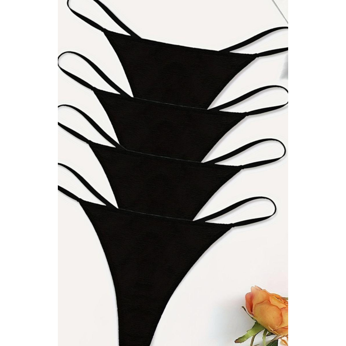 Arias Closet 4lü Süprem Penye Tanga String Siyah