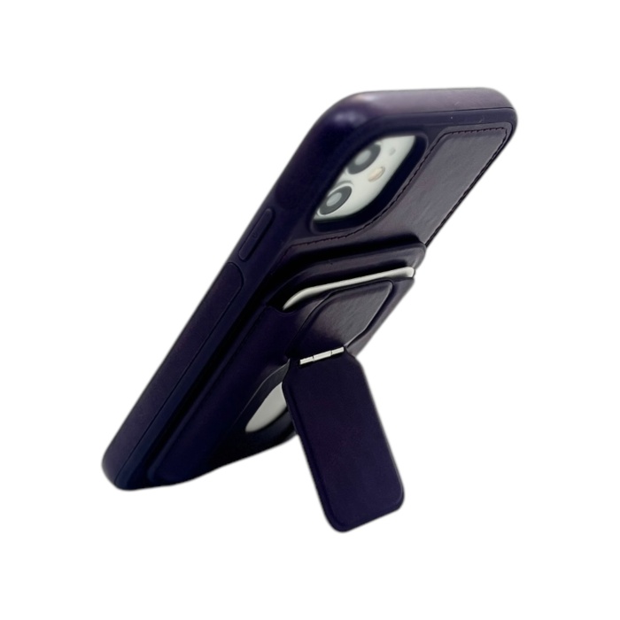 Apple İphone 12 Elite MagSafe Kılıf Ve FoldStand Cüzdan Mor
