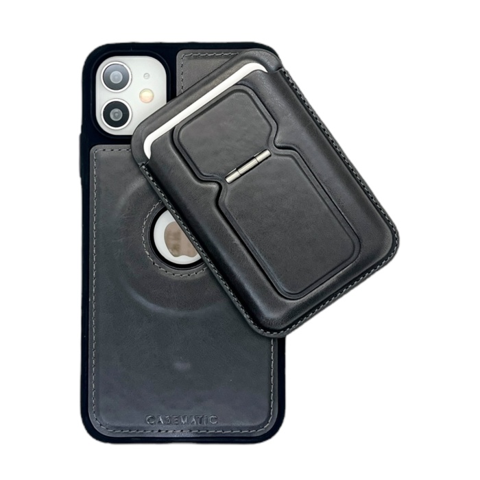 Apple İphone 11 Elite MagSafe Kılıf Ve FoldStand Cüzdan Füme