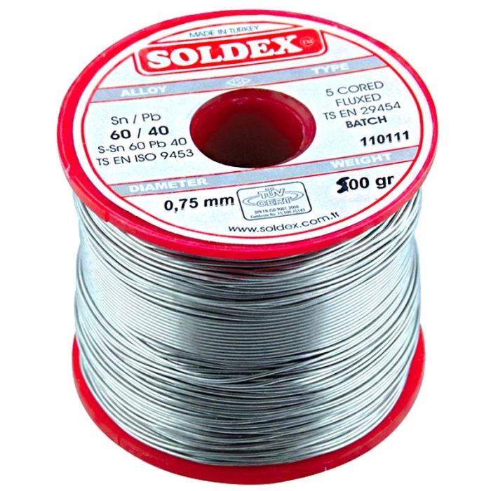 Soldex 0.75mm 500 Gram İnce Lehim Sn60 Pb40