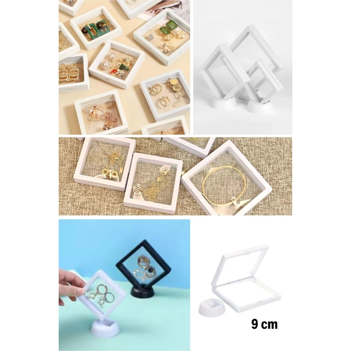9x9 Cm Standlı 3d Takı Ziynet Hatıra Koleksiyon Saklama Kutusu Şeffaf Film Çerçevesi