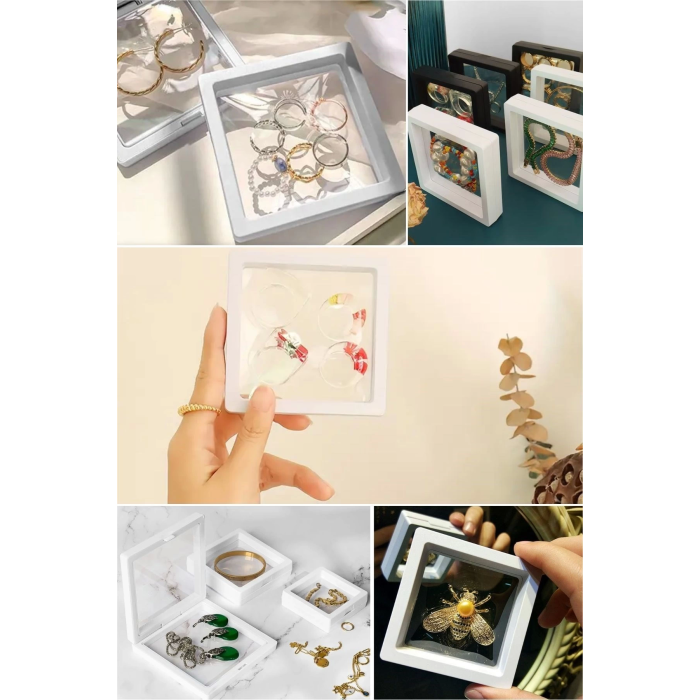 11x11cm Standlı 3d Takı Ziynet Hatıra Koleksiyon Saklama Kutusu Şeffaf Film Çerçevesi