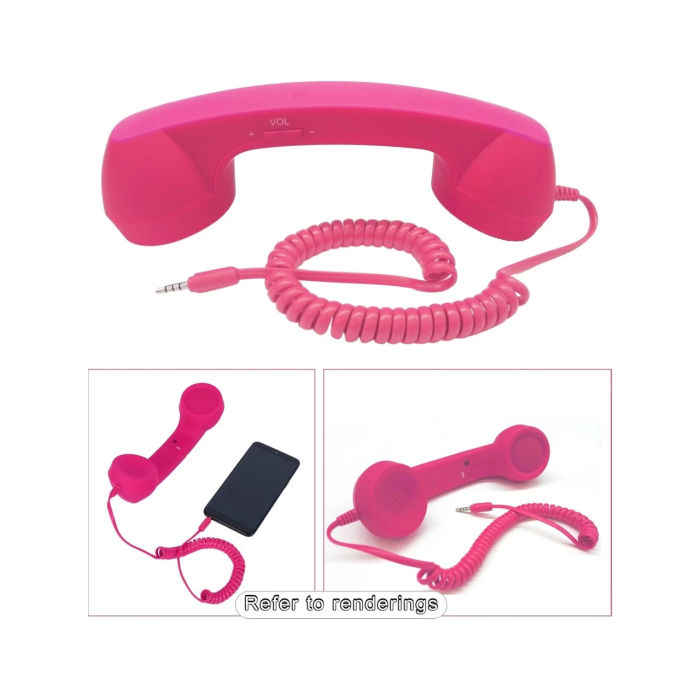 Cep Telefonları İçin Hoparlör Ve Mikrafon Görevli Retro Kablolu Telefon Ahizesi (pembe)