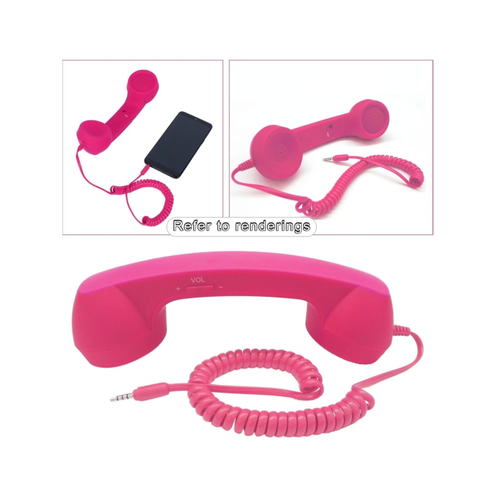 Cep Telefonları İçin Hoparlör Ve Mikrafon Görevli Retro Kablolu Telefon Ahizesi (pembe)