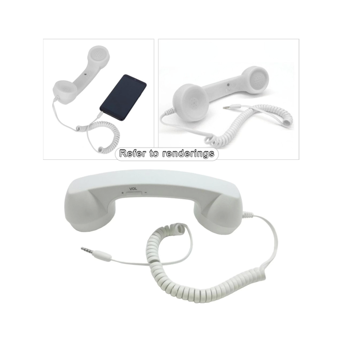Cep Telefonları İçin Hoparlör Ve Mikrafon Görevli Retro Kablolu Telefon Ahizesi (beyaz)