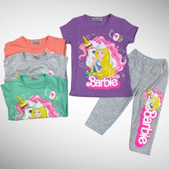 Barbie Baskılı Kız Çocuk Kapri Tayt Takım - GBK305030