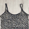 Leopar Desenli İp Askılı Kadın Çıtçıtlı Zıbın Atlet - 1008