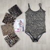 Leopar Desenli İp Askılı Kadın Çıtçıtlı Zıbın Atlet - 1008