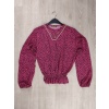 Kadın Bluz Kolyeli Beli Lastikli Leopar Desenli  - GBK109040
