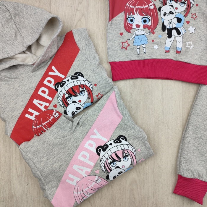Happy Yazılı Kapüşonlu Kız Çocuk Pijama Takımı - GBK101400