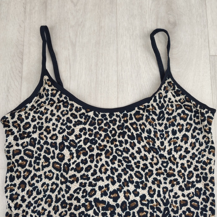 Leopar Desenli İp Askılı Kadın Çıtçıtlı Zıbın Atlet - 1008