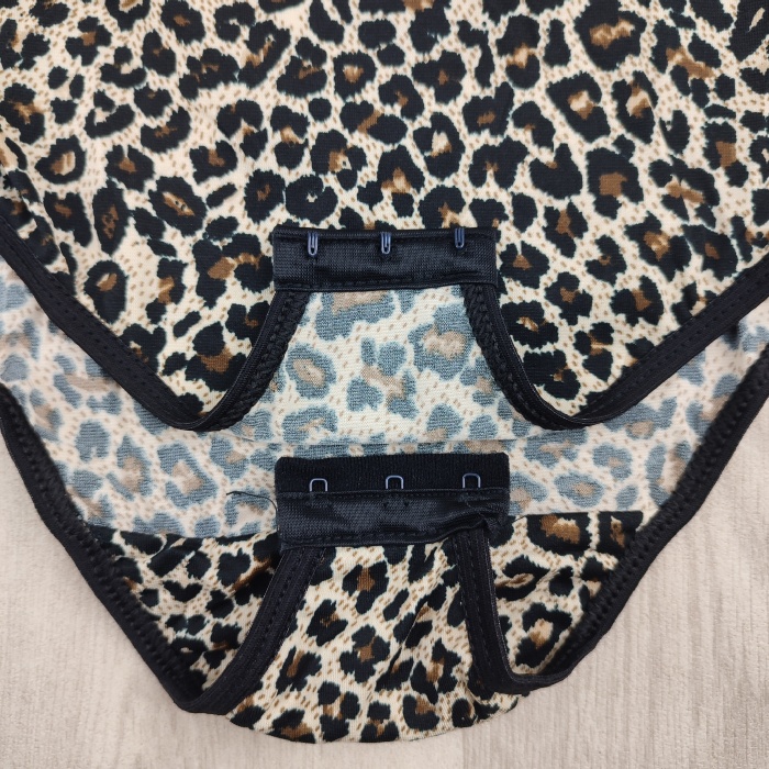 Leopar Desenli İp Askılı Kadın Çıtçıtlı Zıbın Atlet - 1008