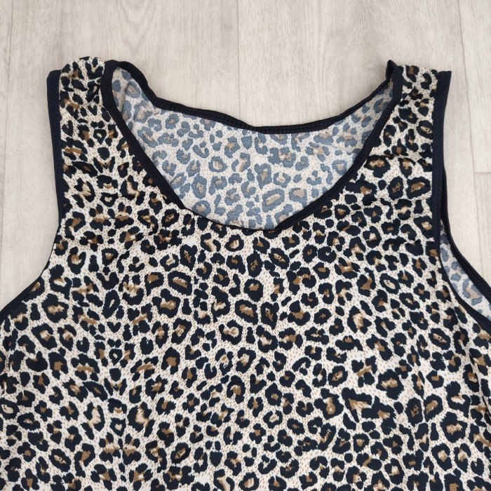 Leopar Desenli Kalın Askılı Kadın Çıtçıtlı Zıbın Atlet - 1009