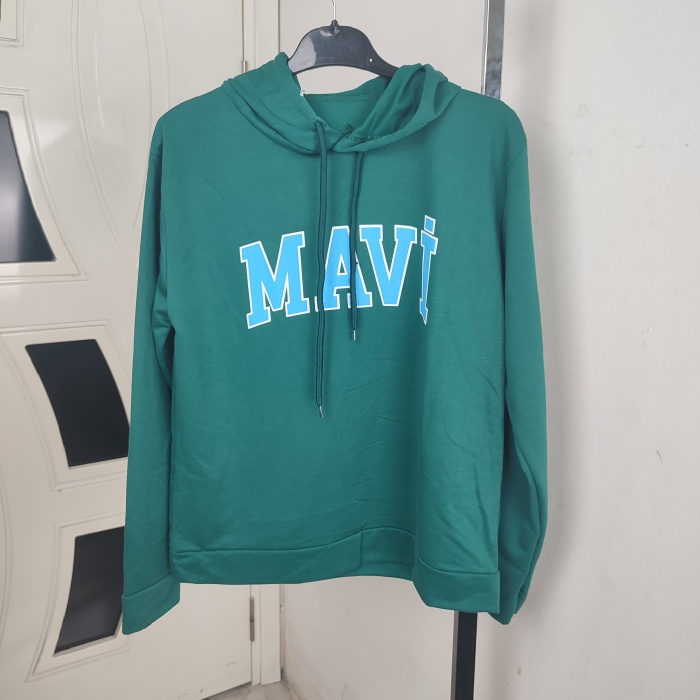 Mavi Baskılı Kapüşonlu Kadın Sweatshirt - GBK101860