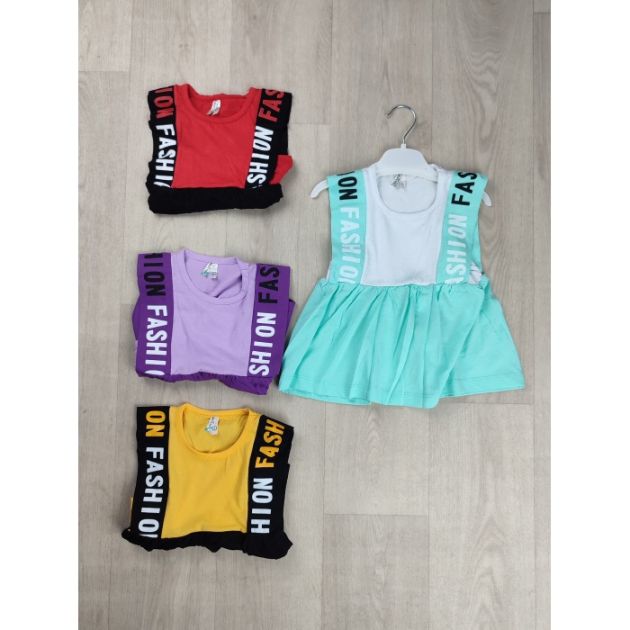 Fashion Yazılı Kız Çocuk Penye Elbise - GBK106010