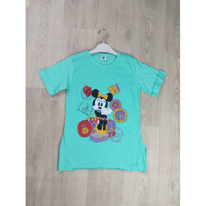 Mickey Mouse Baskılı Kapri Kol Kız Çocuk Tişört - GBK106030