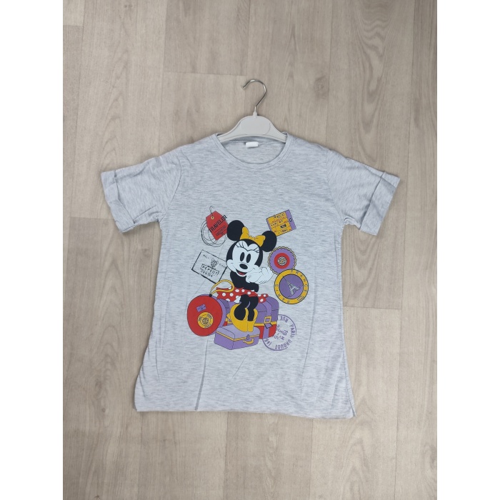Mickey Mouse Baskılı Kapri Kol Kız Çocuk Tişört - GBK106030