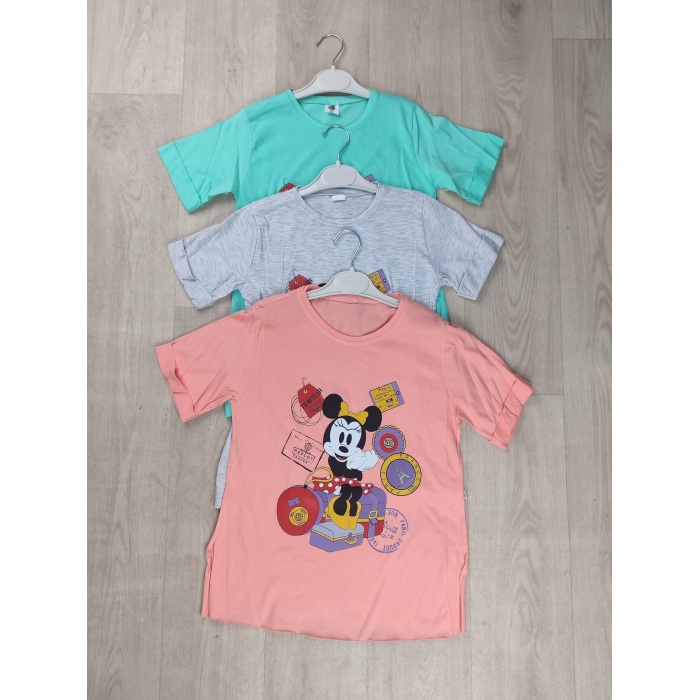 Mickey Mouse Baskılı Kapri Kol Kız Çocuk Tişört - GBK106030