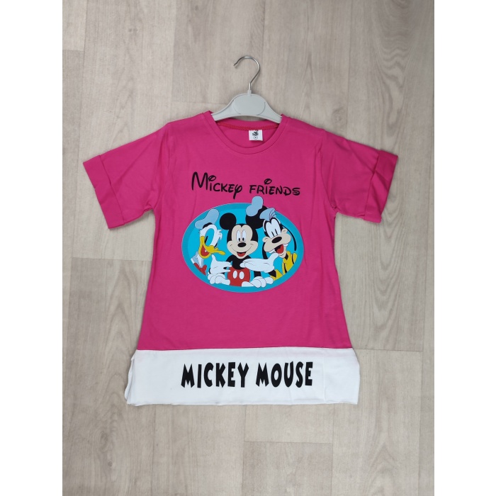 Mickey Mouse Baskılı Kapri Kol Kız Çocuk Tişört - GBK107010