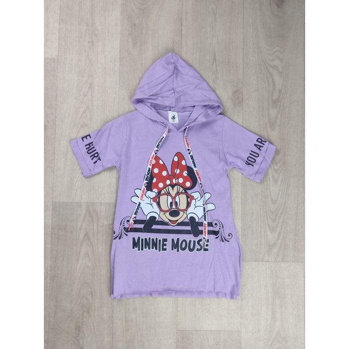 Minnie Mouse Baskılı Kapüşonlu Kız Çocuk Tişört - GBK107020
