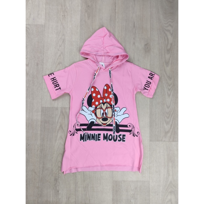 Minnie Mouse Baskılı Kapüşonlu Kız Çocuk Tişört - GBK107020
