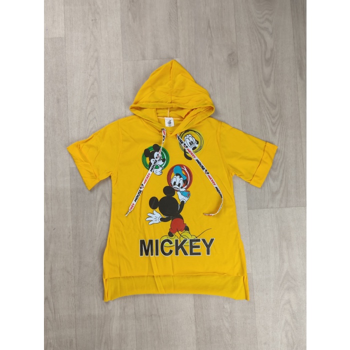 Mickey Baskılı Kapüşonlu Kız Çocuk Tişört - GBK107030