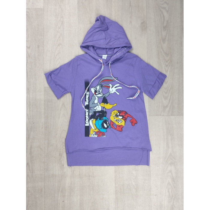 Looney Tunes Baskılı Kapüşonlu Kız Çocuk Tişört - GBK107040