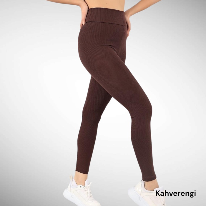 Yüksek Bel Fitilli Toparlayıcı Tayt - 1051