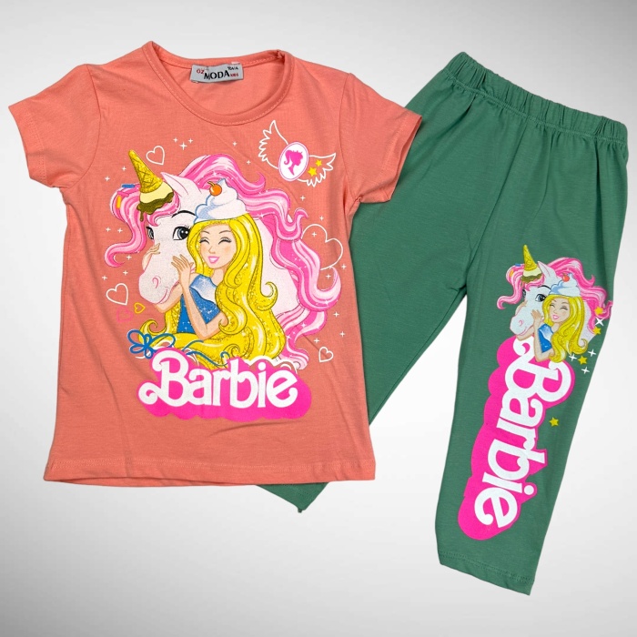 Barbie Baskılı Kız Çocuk Kapri Tayt Takım - GBK305030