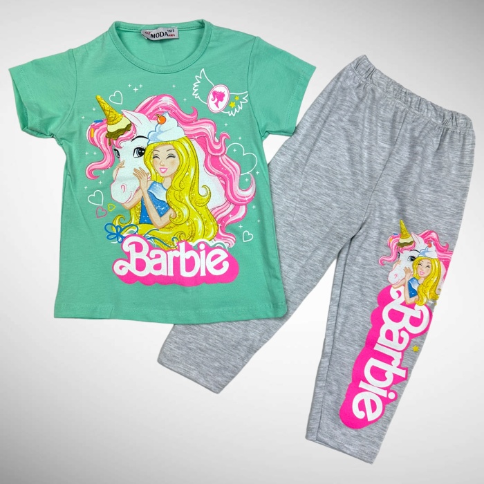 Barbie Baskılı Kız Çocuk Kapri Tayt Takım - GBK305030