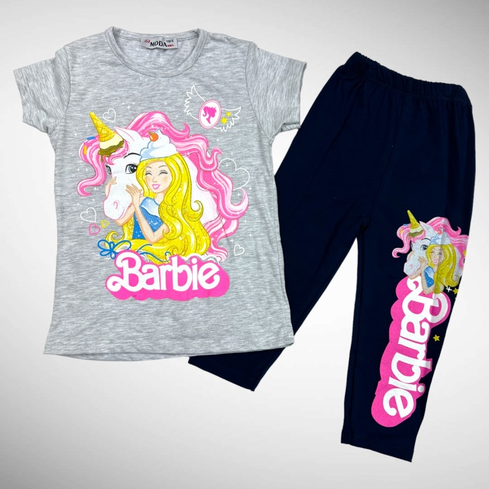 Barbie Baskılı Kız Çocuk Kapri Tayt Takım - GBK305030