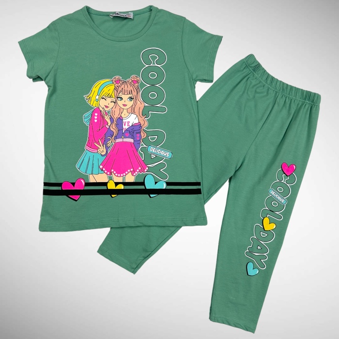 Cool Girl Yazılı Kız Çocuk Kapri Tayt Takım - GBK305050