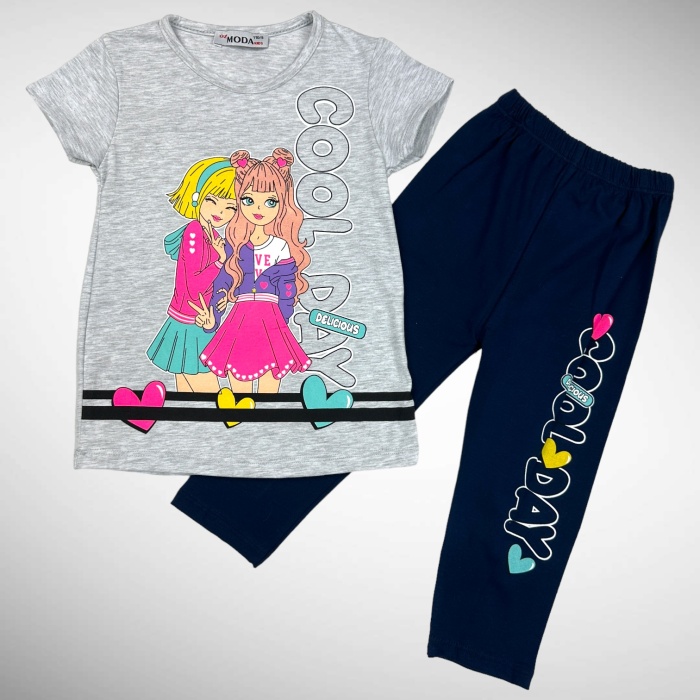 Cool Girl Yazılı Kız Çocuk Kapri Tayt Takım - GBK305050