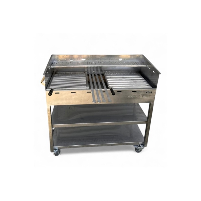 40X100 ÇUBUK VE OLUK IZGARALI VE ŞİŞLİK BÖLMELİ KROM MANGAL