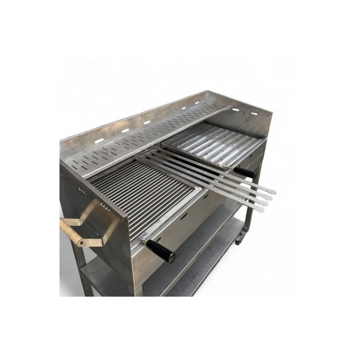 40X100 ÇUBUK VE OLUK IZGARALI VE ŞİŞLİK BÖLMELİ KROM MANGAL