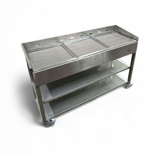 150X40 3BÖLMELİ ÇUBUK IZGARALI KROM MANGAL