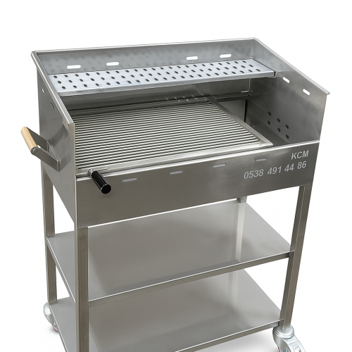 40X75 ÇUBUK IZGARALI CİFT ARA RAFLI KROM MANGAL