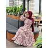 Merwish Yaz Elbise Desenli Bordo