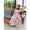 Merwish Yaz Elbise Desenli Bordo