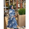 Merwish Yaz Elbise Desenli Mavi
