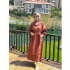 MY312 Kadın Önü Taşlı Elbise Taba