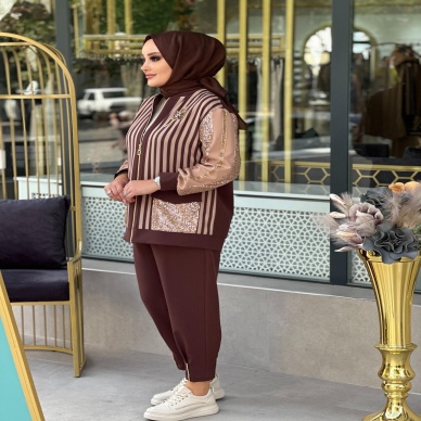 Kadın Çizgili Taş Detaylı Bomber Ceket