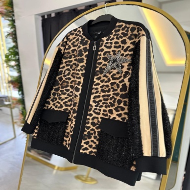 Kadın Leopar Baskılı Bomber Ceket