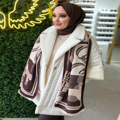Kadın Ekru Peluş Kapitoneli Kaban