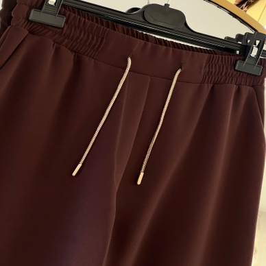 Kadın Paçası Taş Detaylı Pantolon Kahve