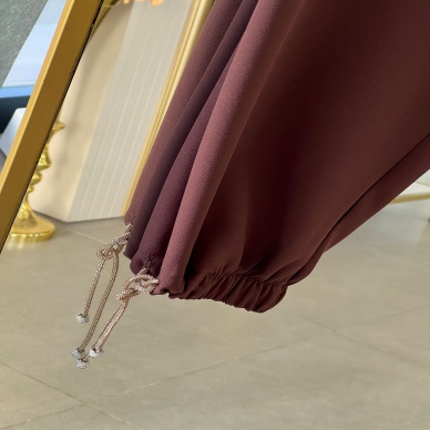 Kadın Paçası Taş Detaylı Pantolon Kahve