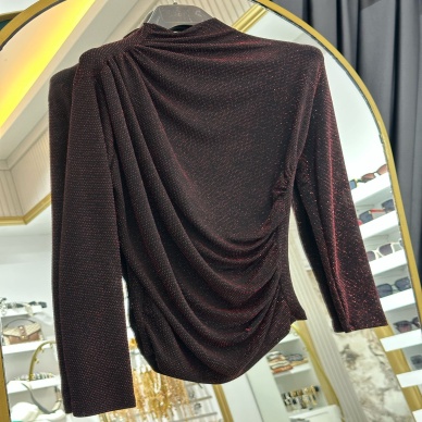 Kadın Simli Sandy Bluz Bordo